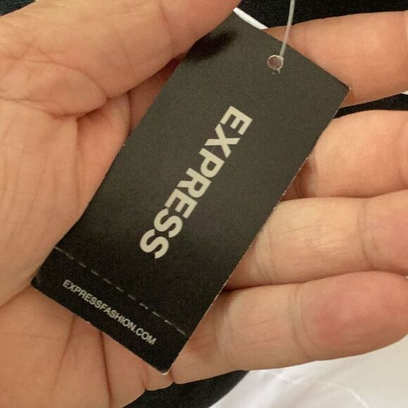 NWT Express Little Black Dress Women’s 8 White Satin Bow Straps Lined - Picture 9 of 10